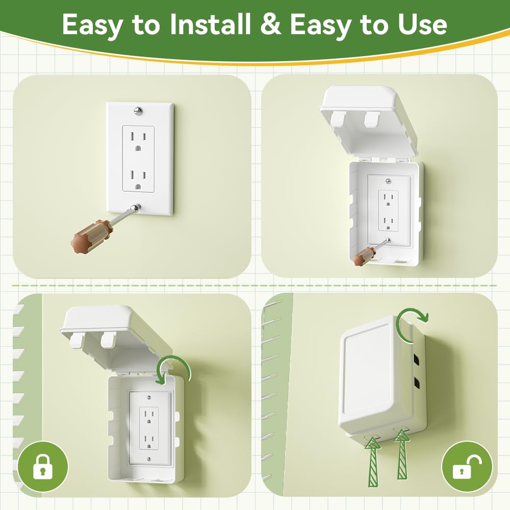 SAFELON outlet box white installed in-wall outlet demonstrates secure baby protection