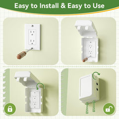 SAFELON outlet box white installed in-wall outlet demonstrates secure baby protection