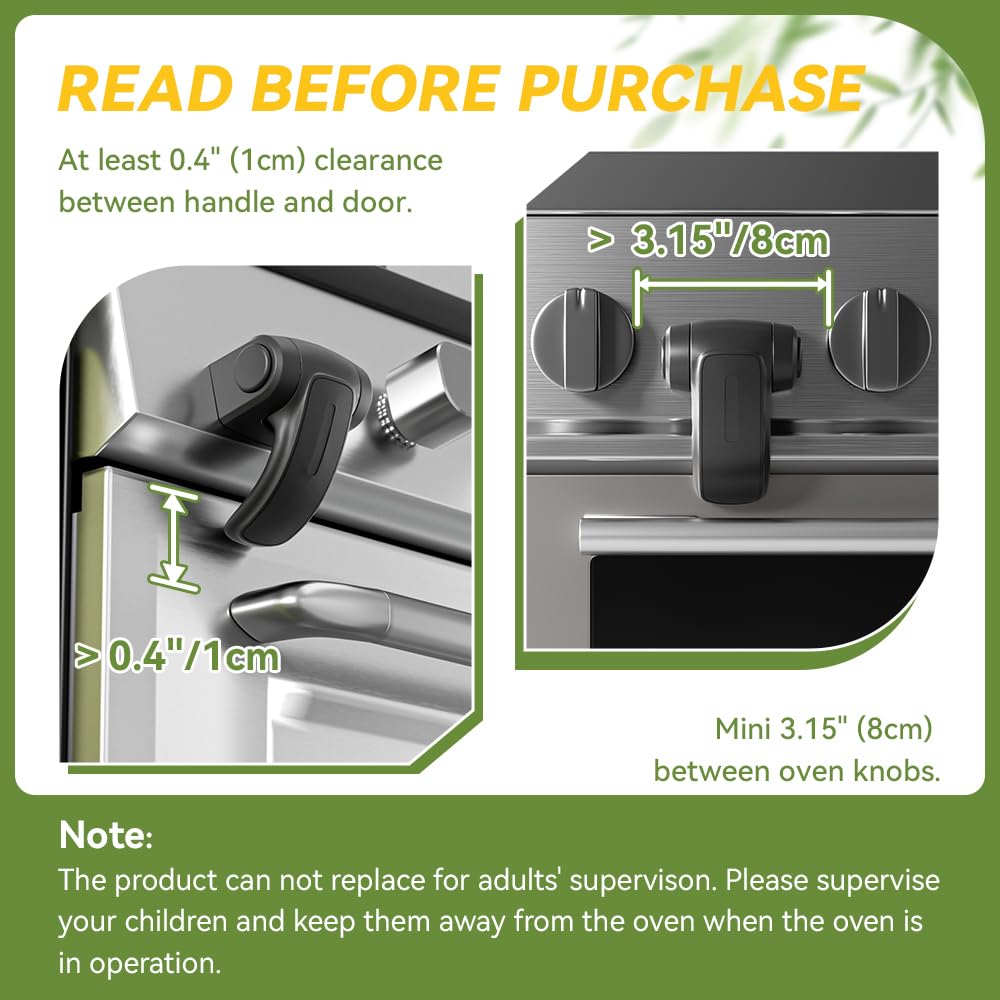 SAFELON oven lock installed on an oven door demonstrates quick, secure childproofing.