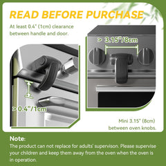 SAFELON oven lock installed on an oven door demonstrates quick, secure childproofing.