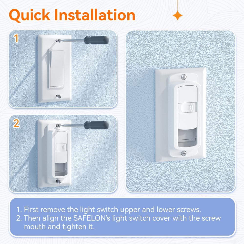 Safelon switch cover guard close-up lock highlighting childproof sliding mechanism