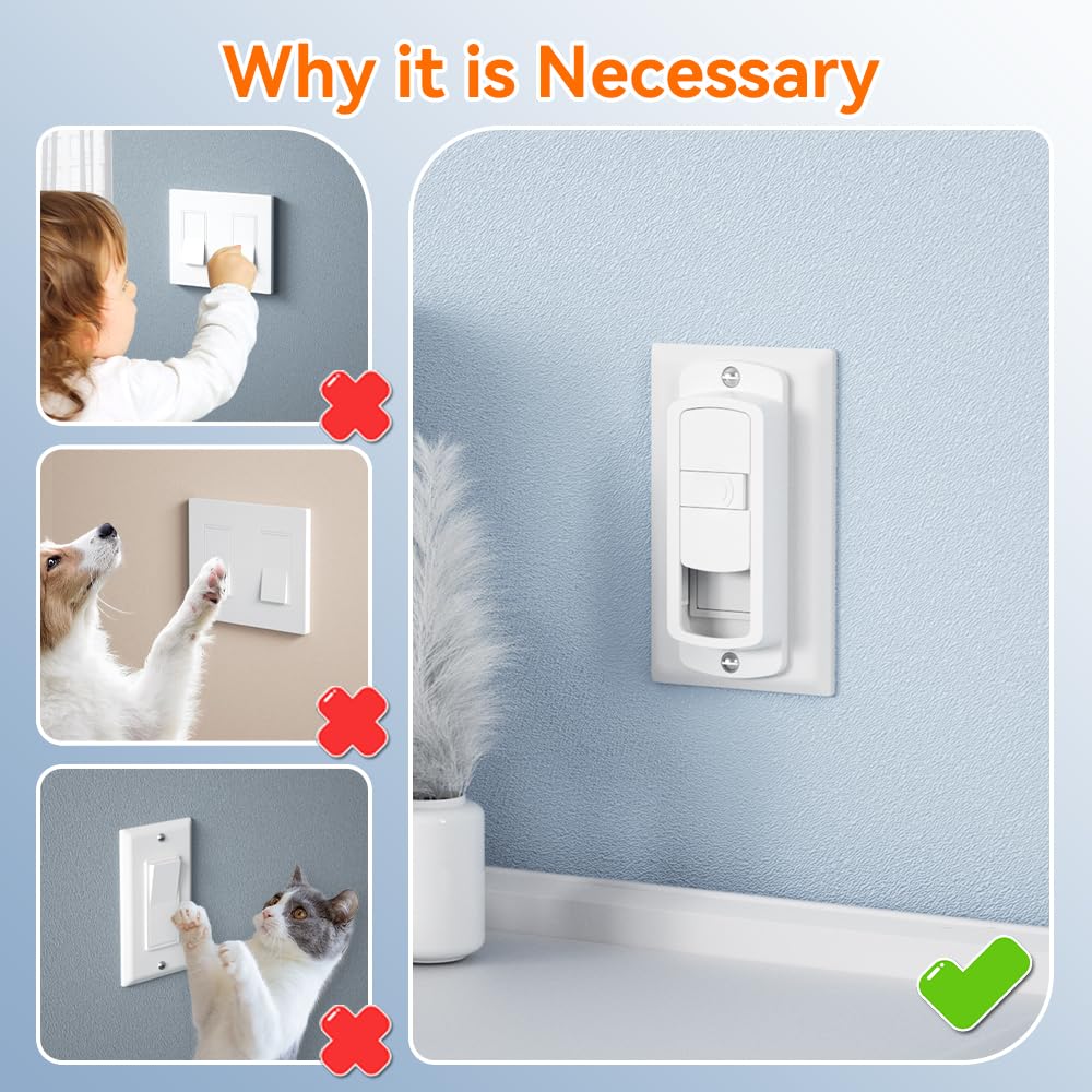 Safelon switch guard installation steps illustrating easy mounting for quick, safe setup