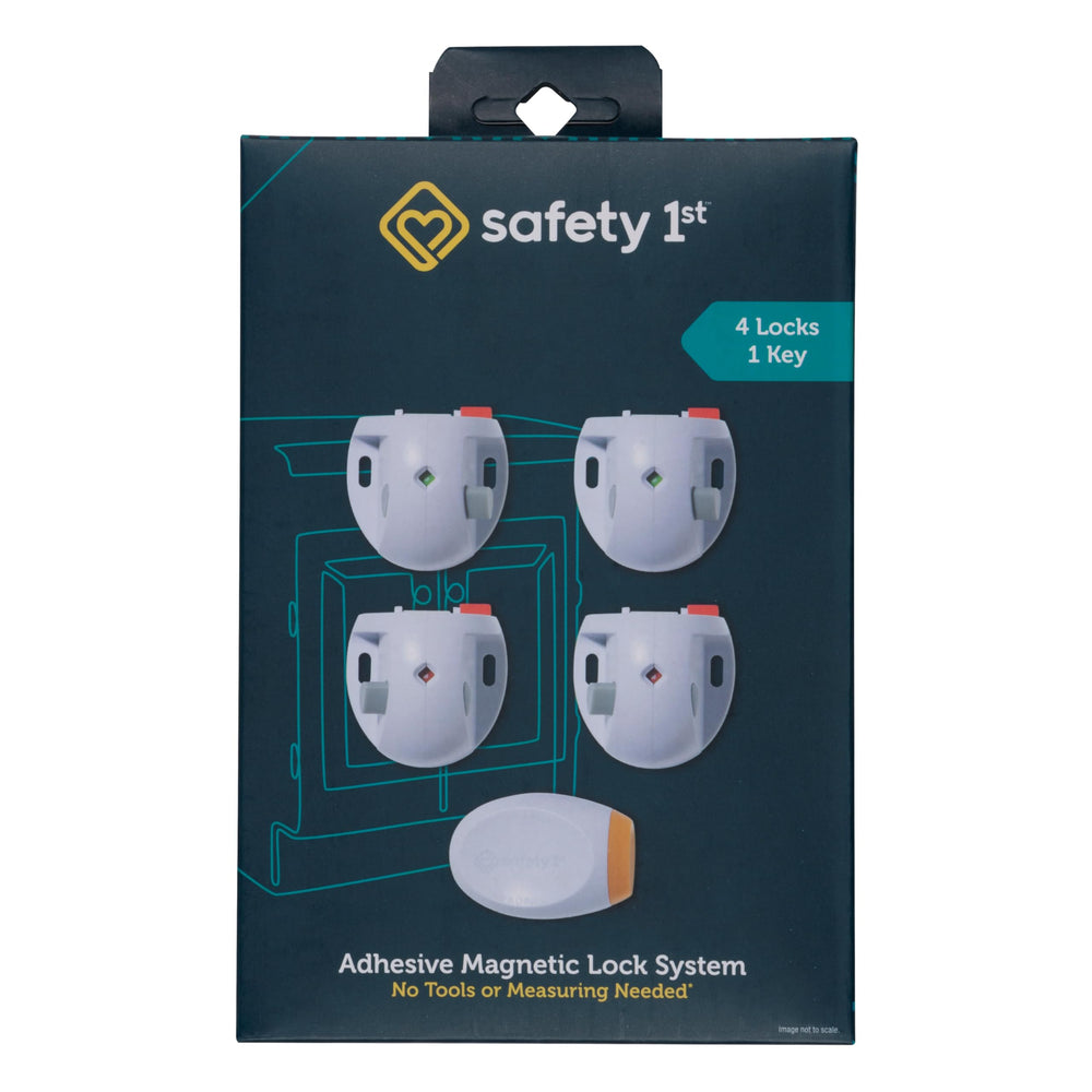 Safety 1st Adhesive Magnetic Lock System assembly shows quick tool-free setup.