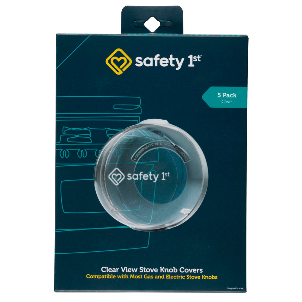 Safety 1st clear-view stove knob covers set 5 provides transparent childproofing for safer cooking.