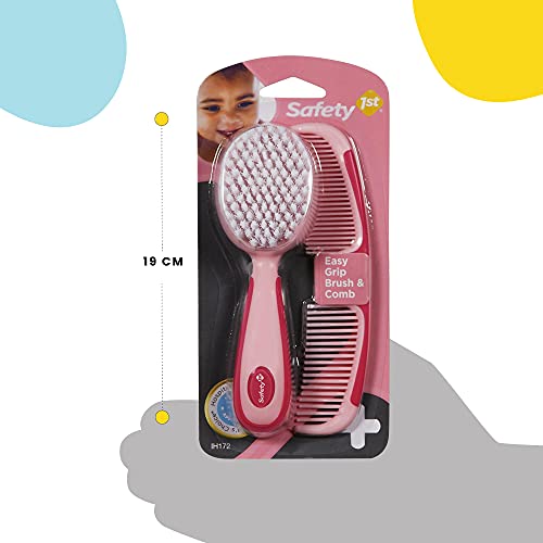 Safety 1st Easy Grip Brush-Comb Set Raspberry ergonomic handles for comfortable grooming.