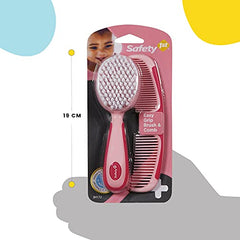 Safety 1st Easy Grip Brush-Comb Set Raspberry ergonomic handles for comfortable grooming.