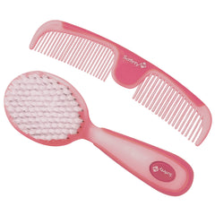 Safety 1st Easy Grip Brush Raspberry with soft bristles for gentle scalp care.