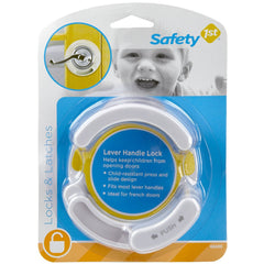 Safety 1st lever lock installed on door demonstrates easy-to-use safety.