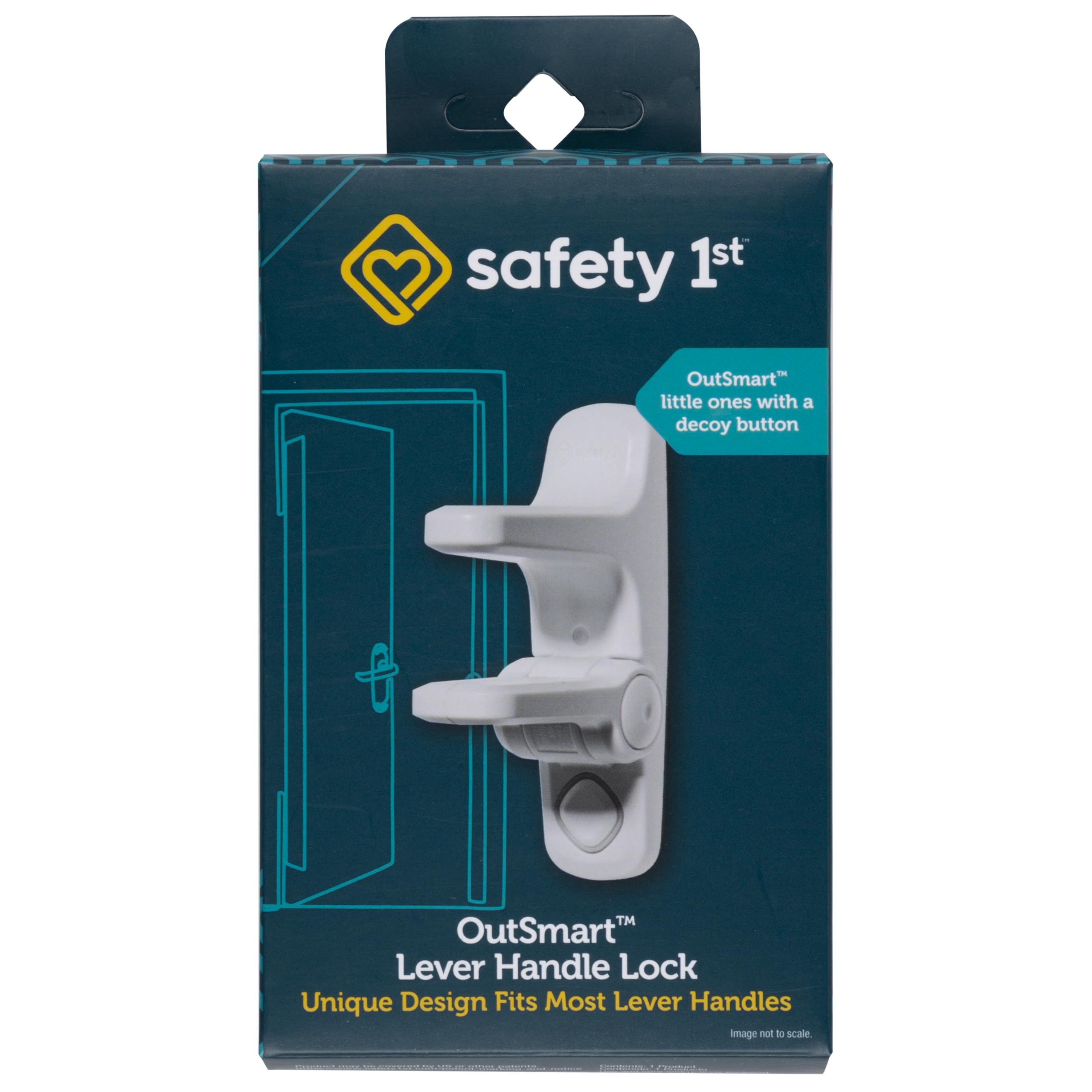 Safety 1st OutSmart decoy button close-up showing child-tempting feature