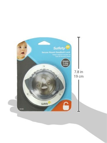Safety 1st Secure Mount Deadbolt Lock white fits with standard deadbolts for quick childproofing.
