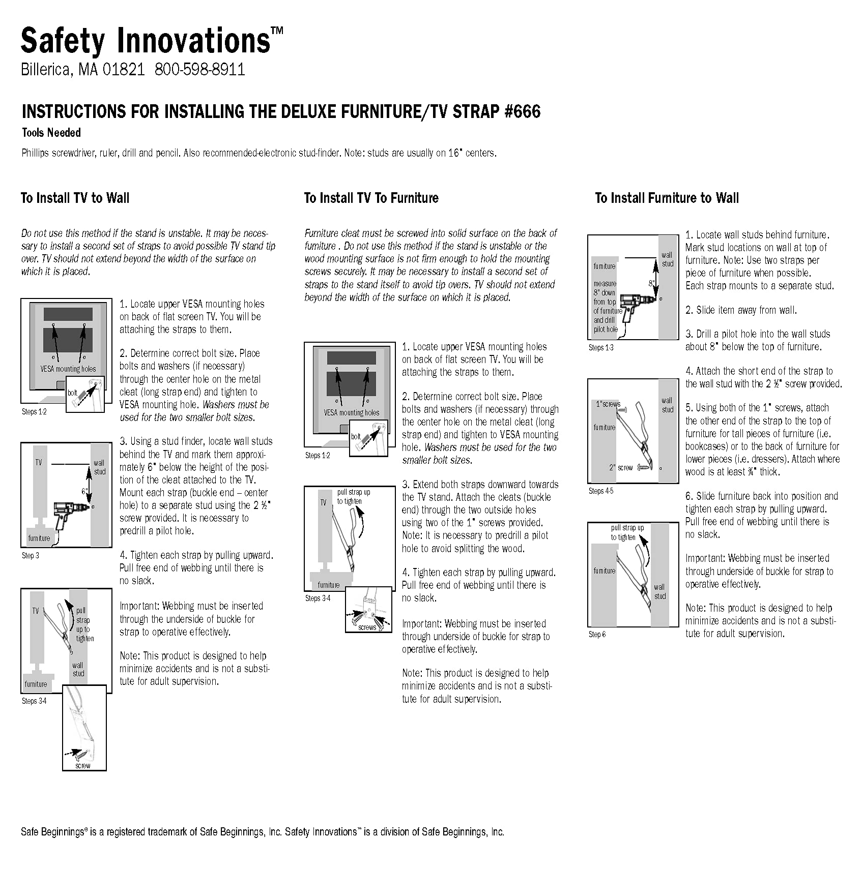 Safety Innovations 2-pack packaging emphasizes ready-to-use anti-tip straps.