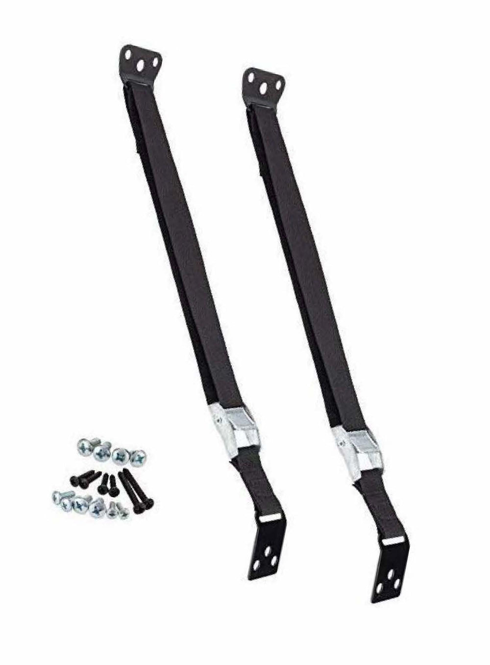 Safety Innovations heavy-duty straps secure a TV to a wall to help prevent tip-overs.