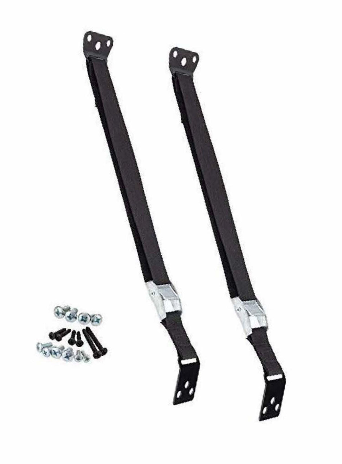 Safety Innovations heavy-duty straps secure a TV to a wall to help prevent tip-overs.