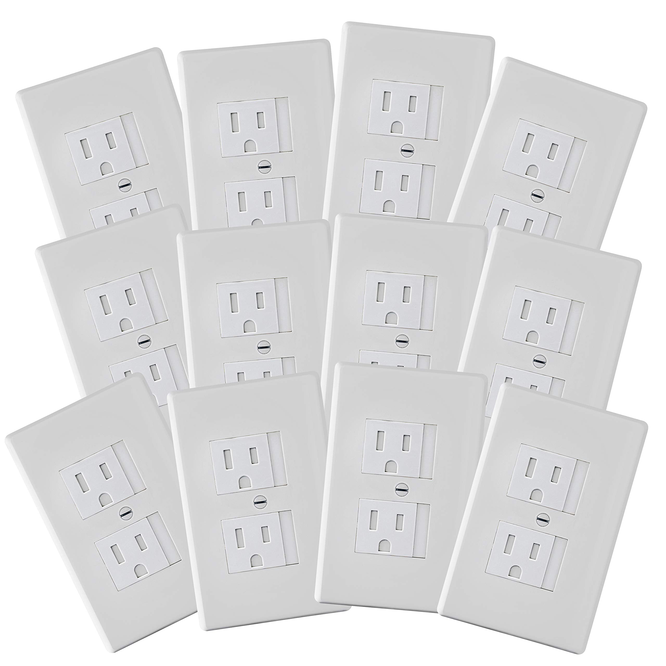 Safety Innovations self-closing outlet cover installed on wall outlet for child safety.