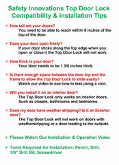 Safety Innovations top door lock demonstrates easy lock and unlock from either side.
