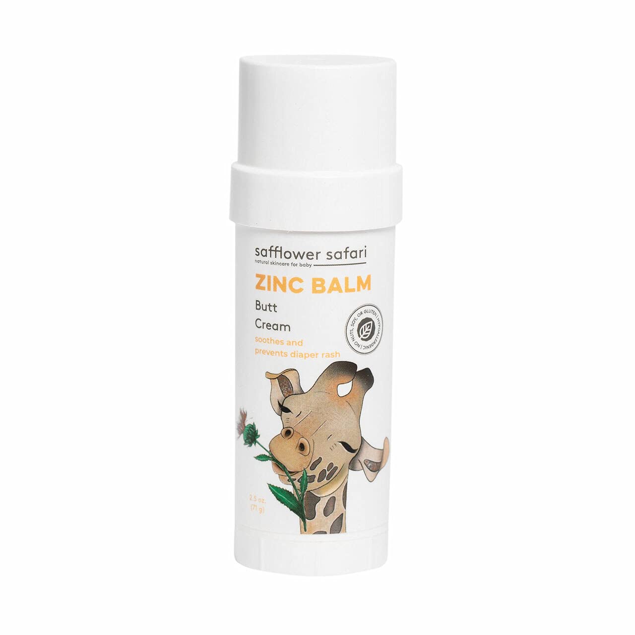 Safflower Safari baby zinc balm stick application demonstrates easy diaper-area use.