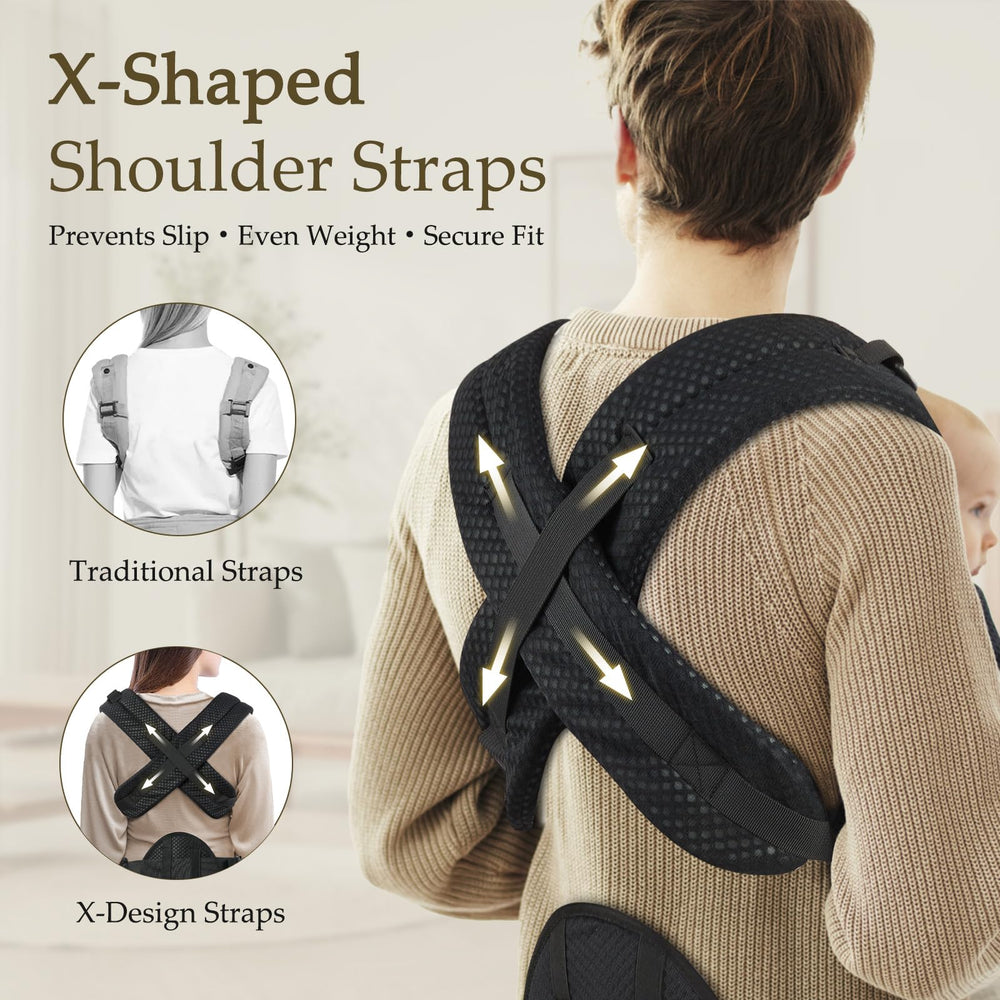 Safotad foldable head support and crossed straps for stability and comfort
