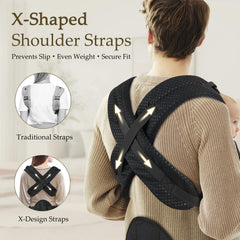 Safotad foldable head support and crossed straps for stability and comfort