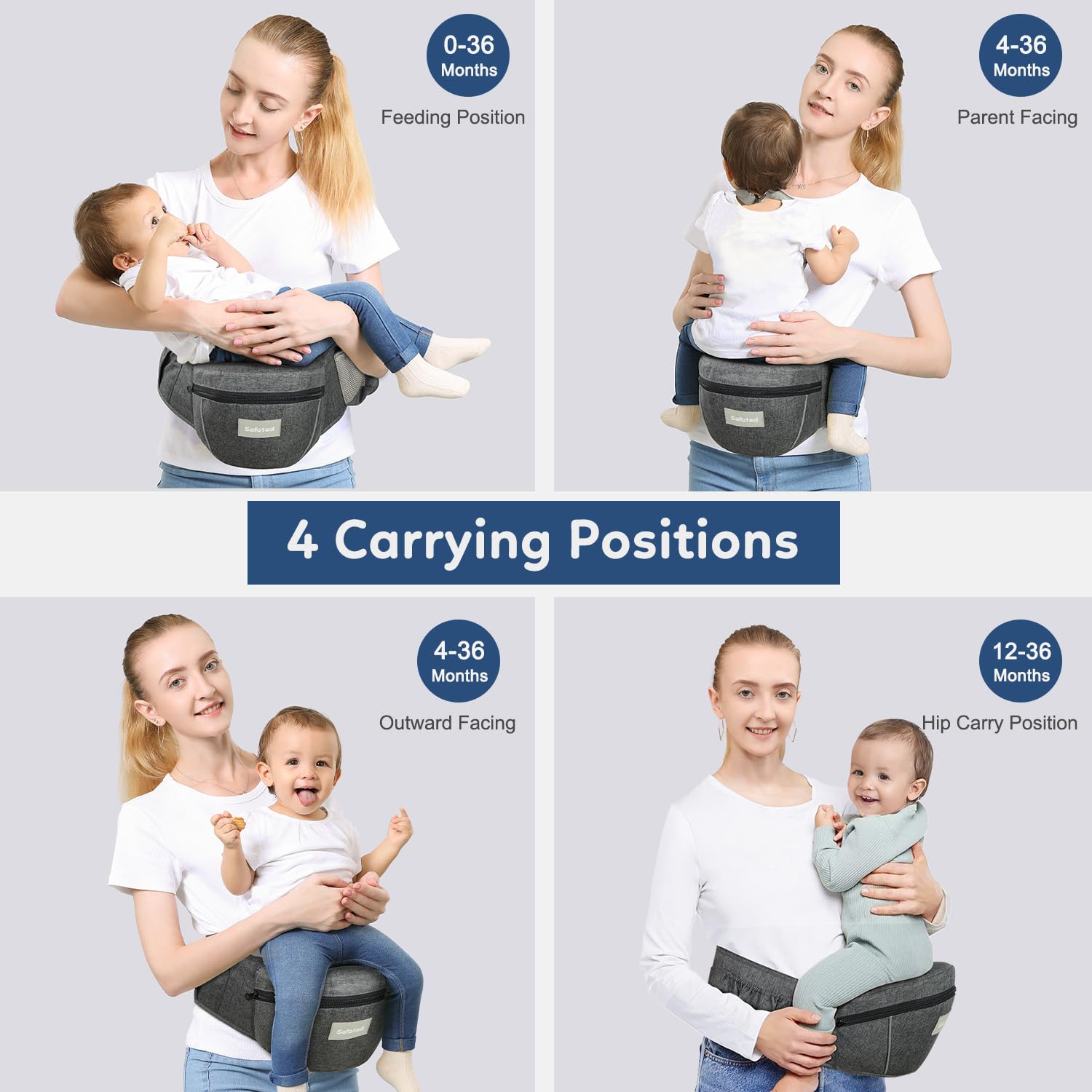 Safotad baby carrier hip seat breathable mesh keeps parent cool during warm outings.