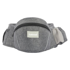 Safotad baby carrier hip seat front view showcases ergonomic M-shape support for healthy hip development.