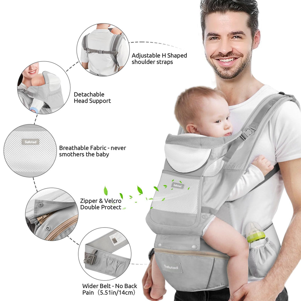 Safotad breathable fabric keeps baby and wearer comfortable
