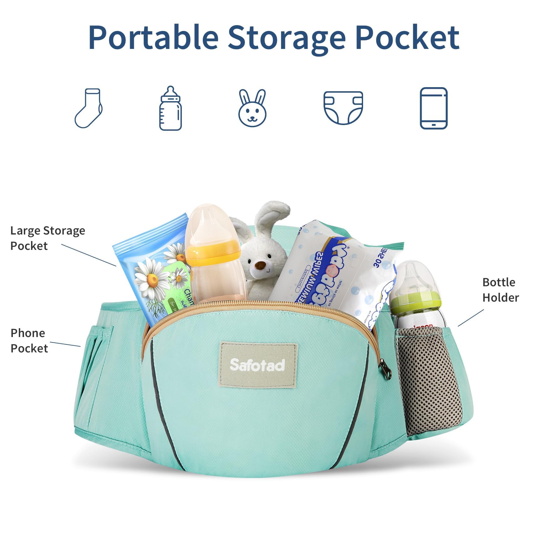Safotad newborn-to-toddler usage illustrating growth-friendly design.