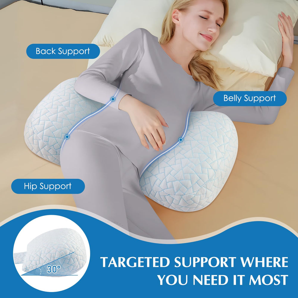 Safotad portable maternity wedge shown in bag for travel comfort