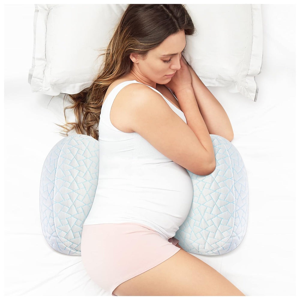 Safotad pregnancy pillow cooling-cover close-up shows breathable fabric for cool nights