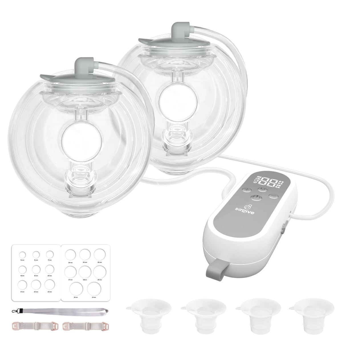 Saglve ABP-1308 wearable pump on bra enables hands-free pumping during errands