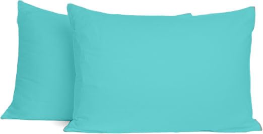 Saharbeddings travel pillowcase 12x16 inches in aqua blue with zipper offers easy care and toddler comfort.