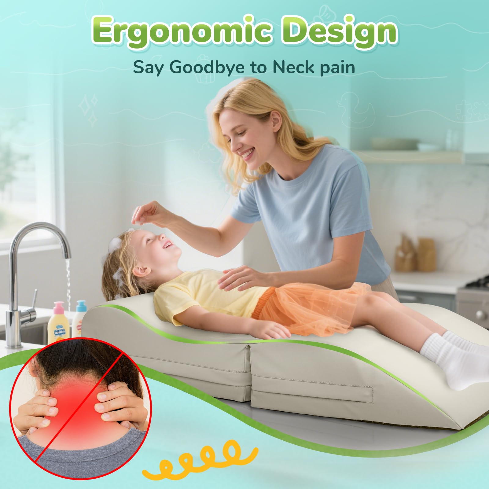 SAHEYER hair-washing-station kids waterproof leather surface cleans easily