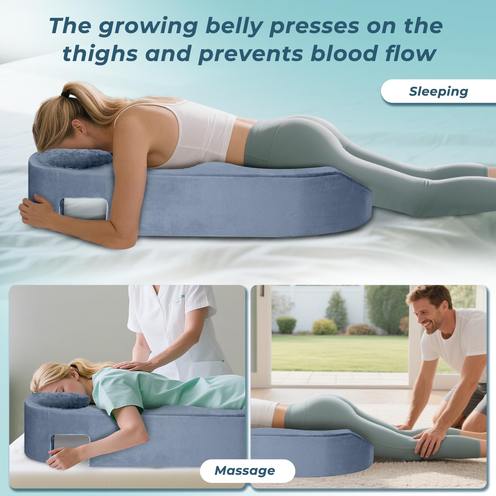 SAHEYER pregnancy cushion in side view demonstrates versatile support for different positions.