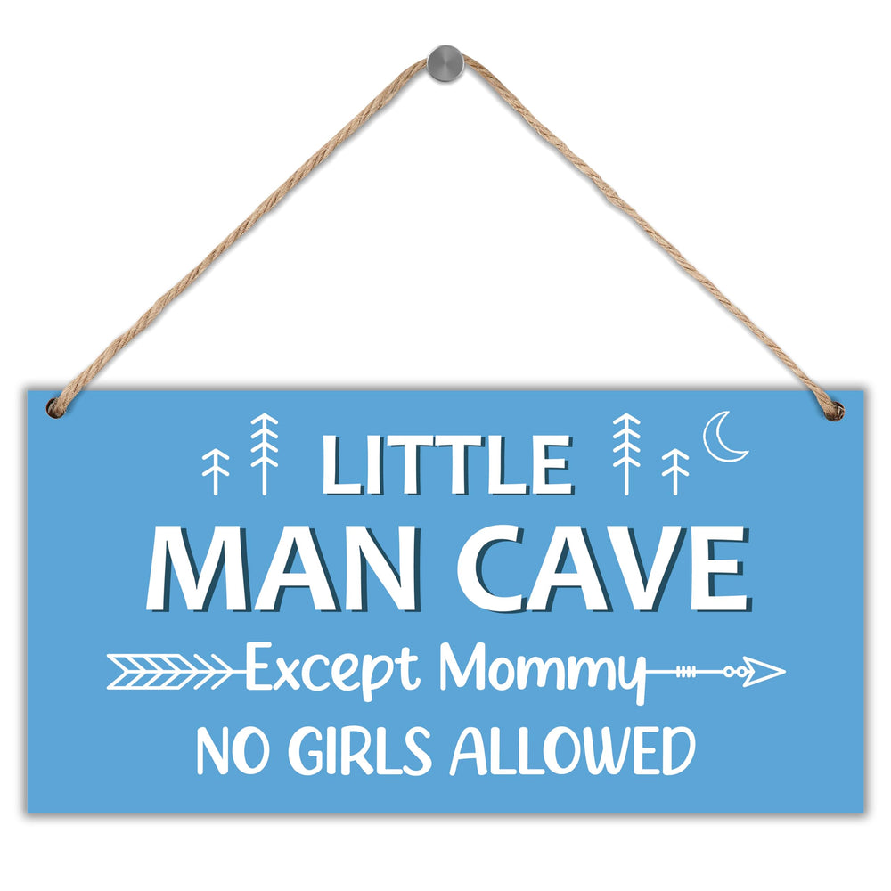 Sahjzk Little Man Cave sign front view shows natural wood texture for wall decor.