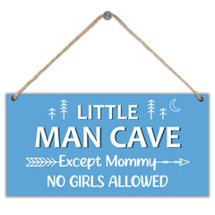 Sahjzk Little Man Cave sign front view shows natural wood texture for wall decor.