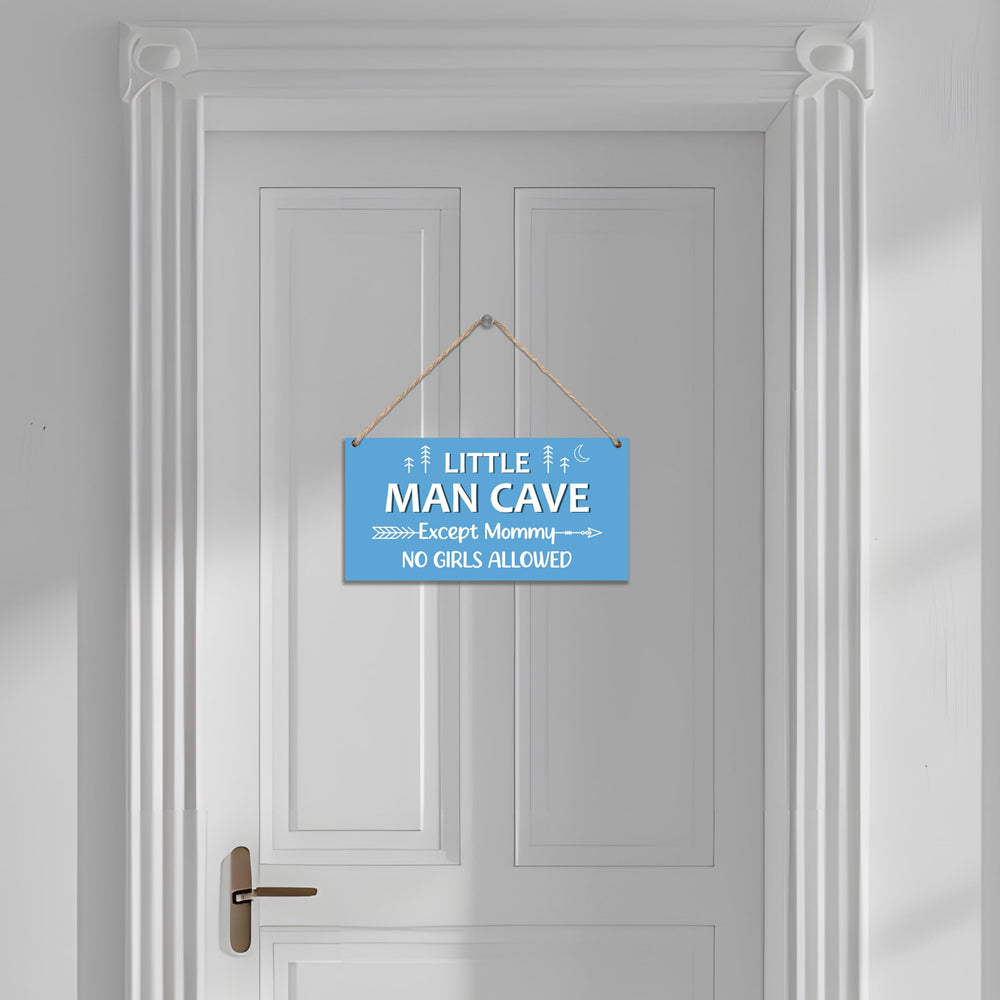 Sahjzk sign on door showing playful boys-only message for family spaces.
