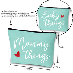Sahjzk two beige pouches labeled Mommy Things and Baby Things for quick access