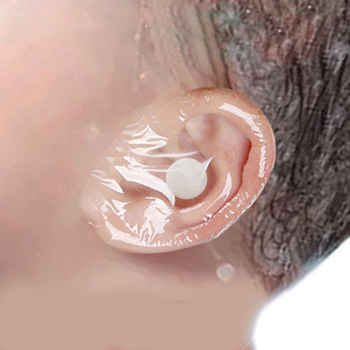 saicheek 20-pack packaging featuring baby ear covers for bath and swim protection.