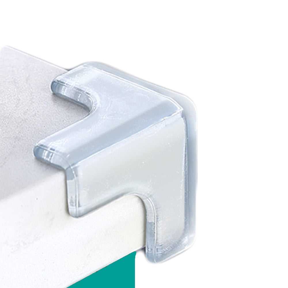 saicheek silicone corner protector pack with four small transparent units for safer table corners.