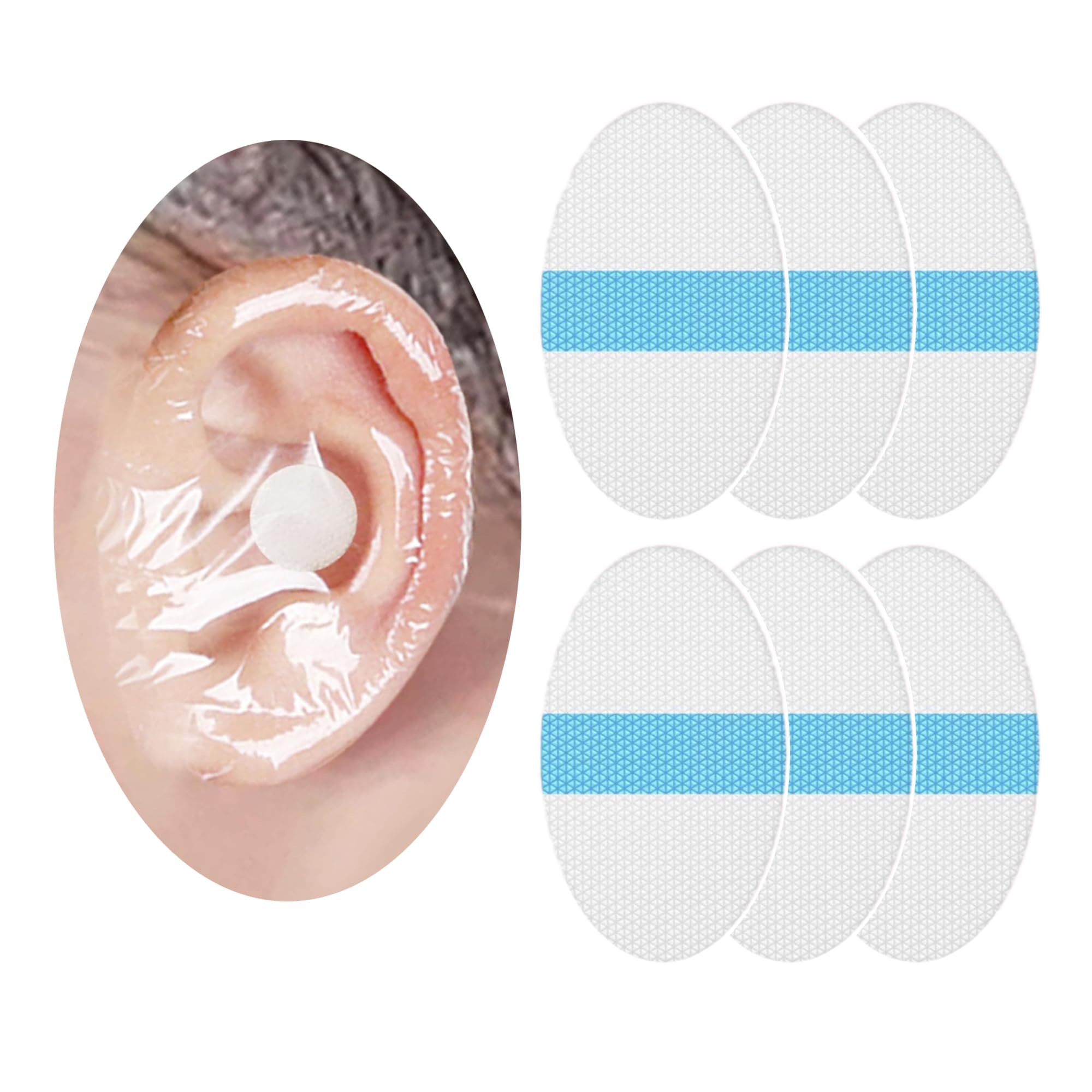 Saicheek upgrade silicone ear covers package shows soft film design for gentle bath protection.