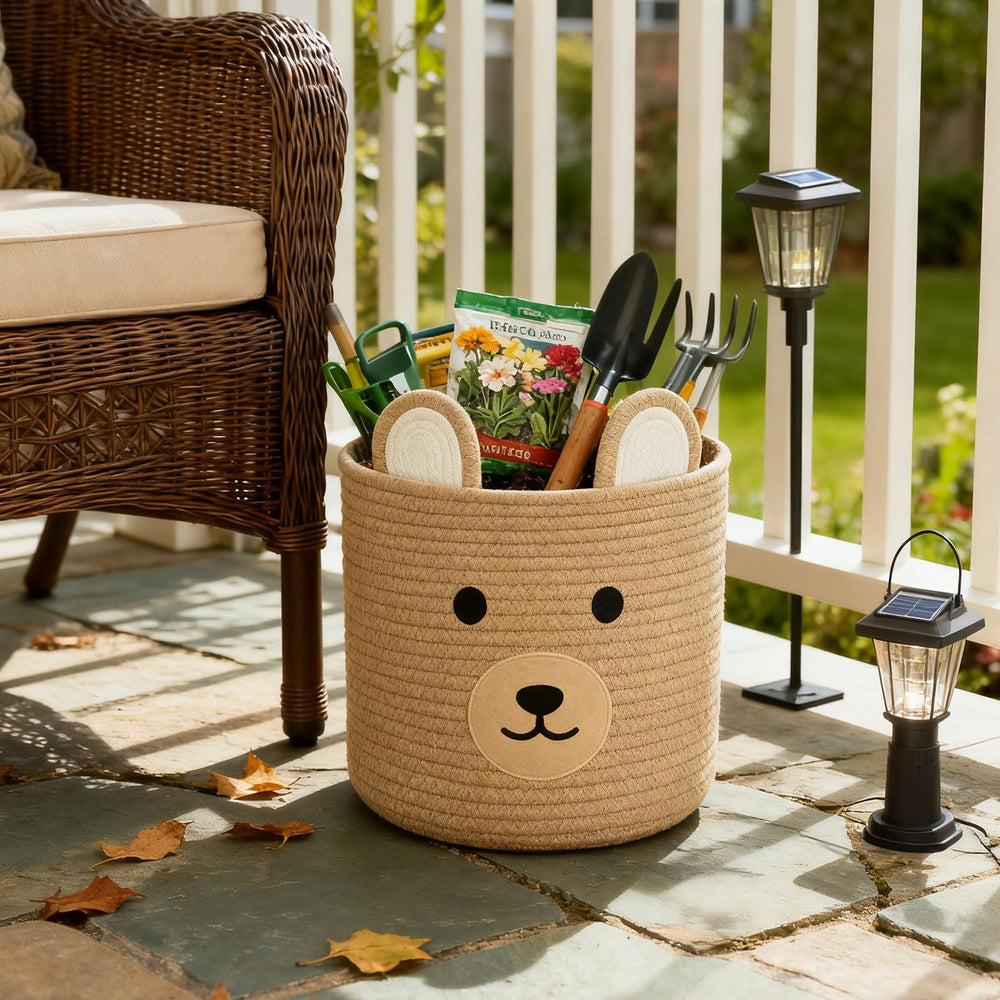 Saiiwnn Bear Basket durable woven design for daily use.