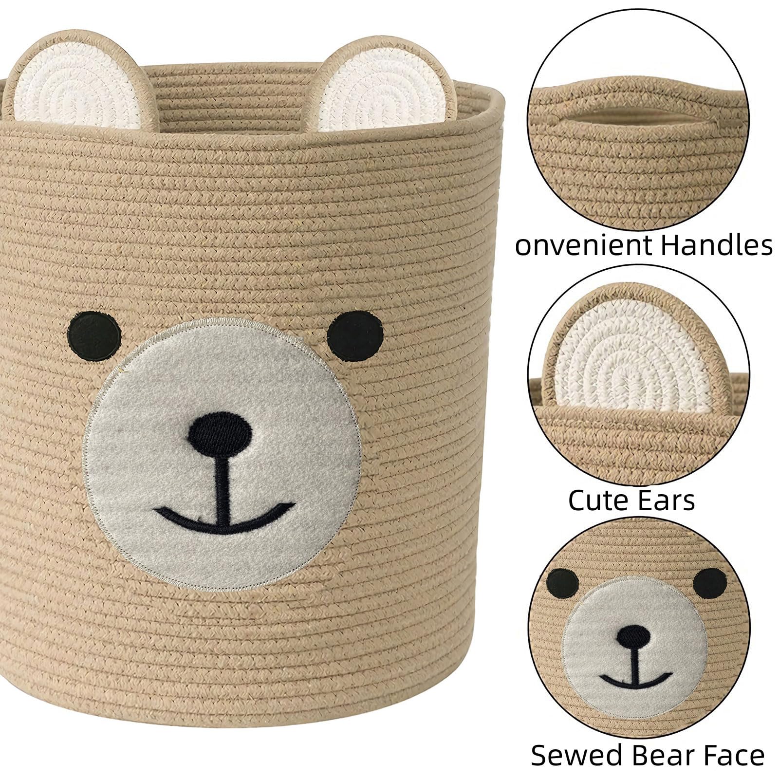 Saiiwnn Bear Basket doubles as a laundry hamper for organized clothes.