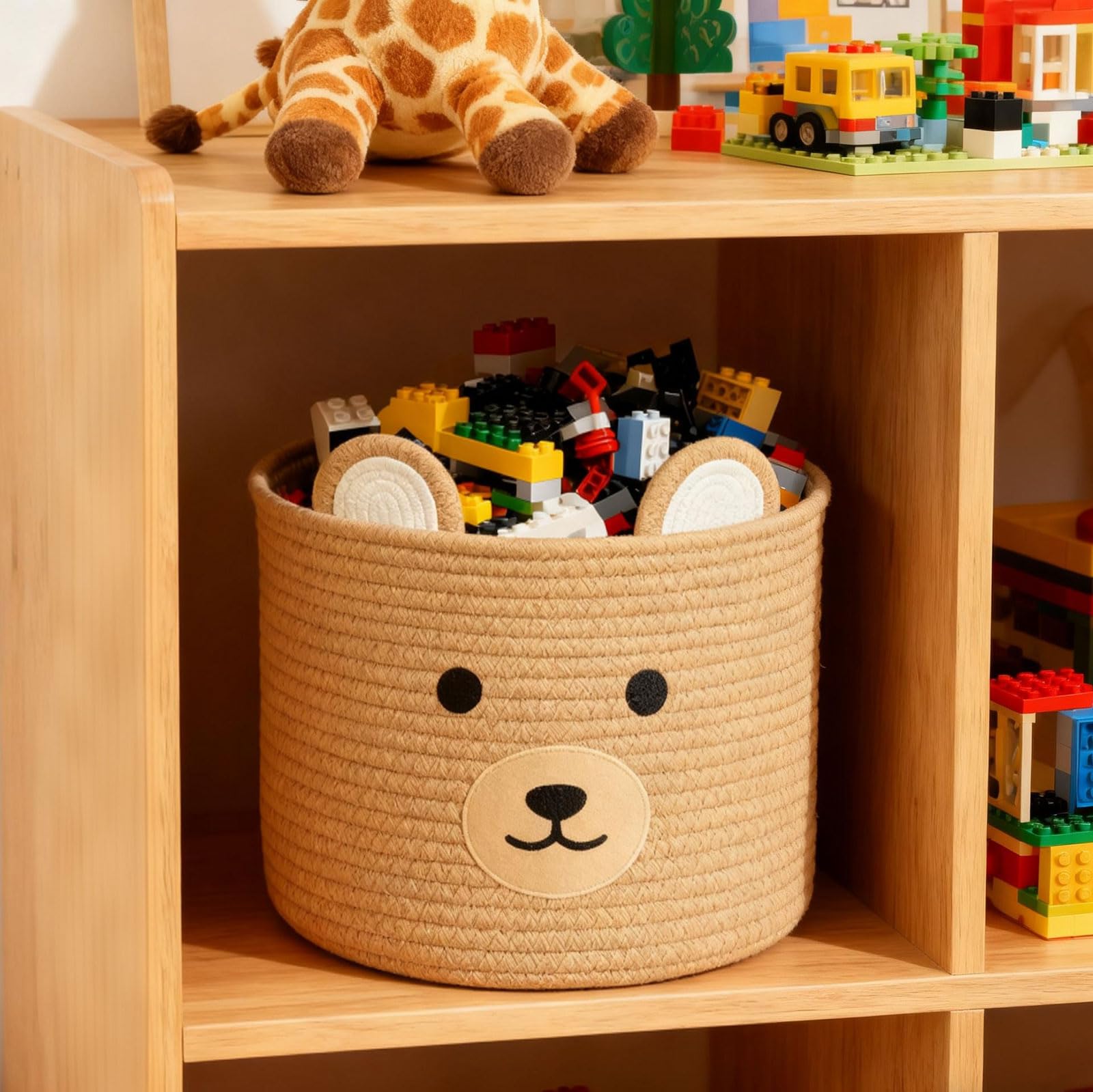 Saiiwnn Bear Basket in a cozy nursery corner.