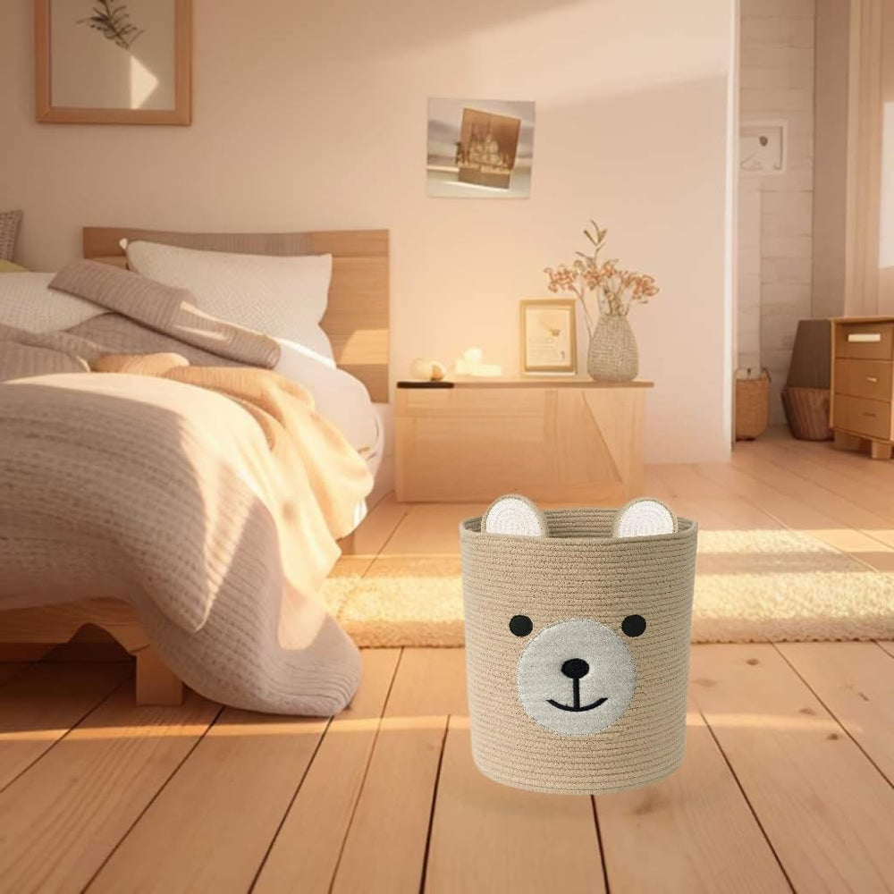 Saiiwnn Bear Basket fits neatly in an indoor corner for space efficiency.