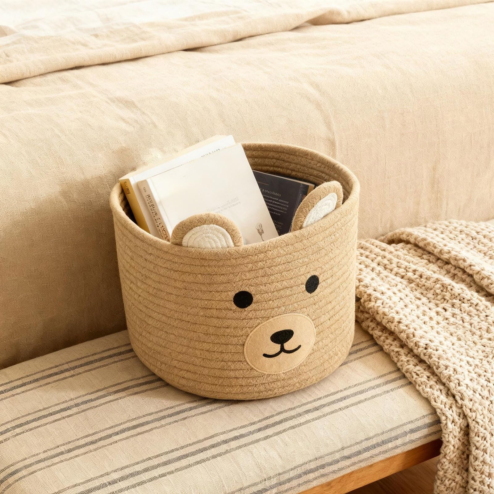 Saiiwnn Bear Basket woven texture adds rustic charm.