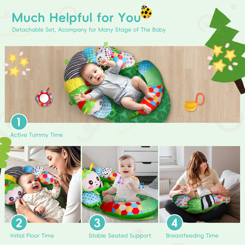 Saimand Caterpillar pillow with detachable pillows enables flexible play setups.