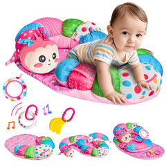 SAIMAND Caterpillar tummy-time pillow close-up showing soft support for baby’s back and neck