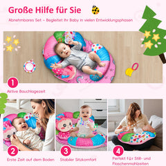 SAIMAND detachable pillows on playmat illustrating modular design for tummy time and sitting