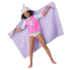 Saint Eve kids cotton hooded towel purple supports quick drying and pool days.