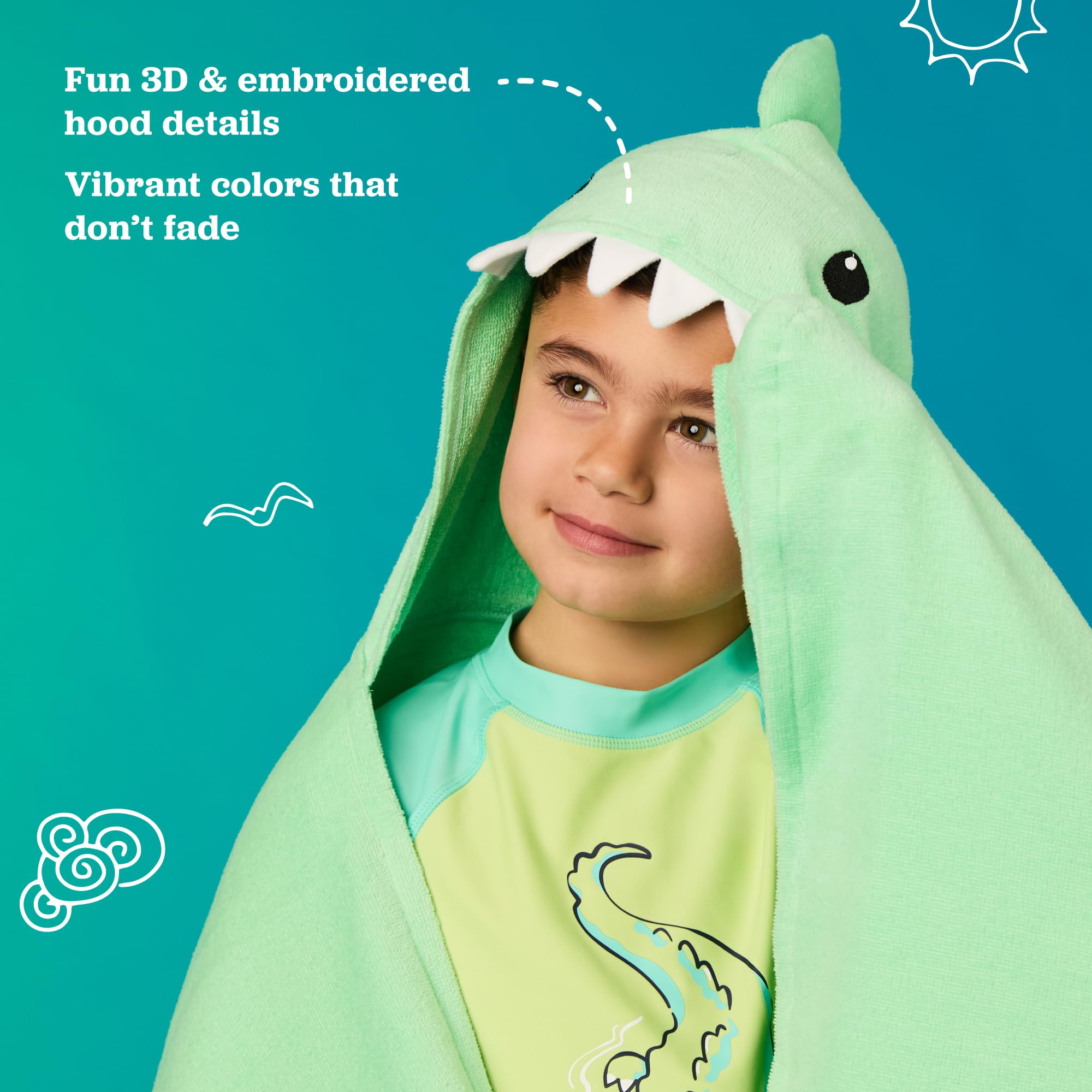 Saint Eve oversized hooded towel 50x30 supports growing kids after swimming.