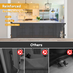 Sair pet 33-inch-tall retractable gate extended for large openings